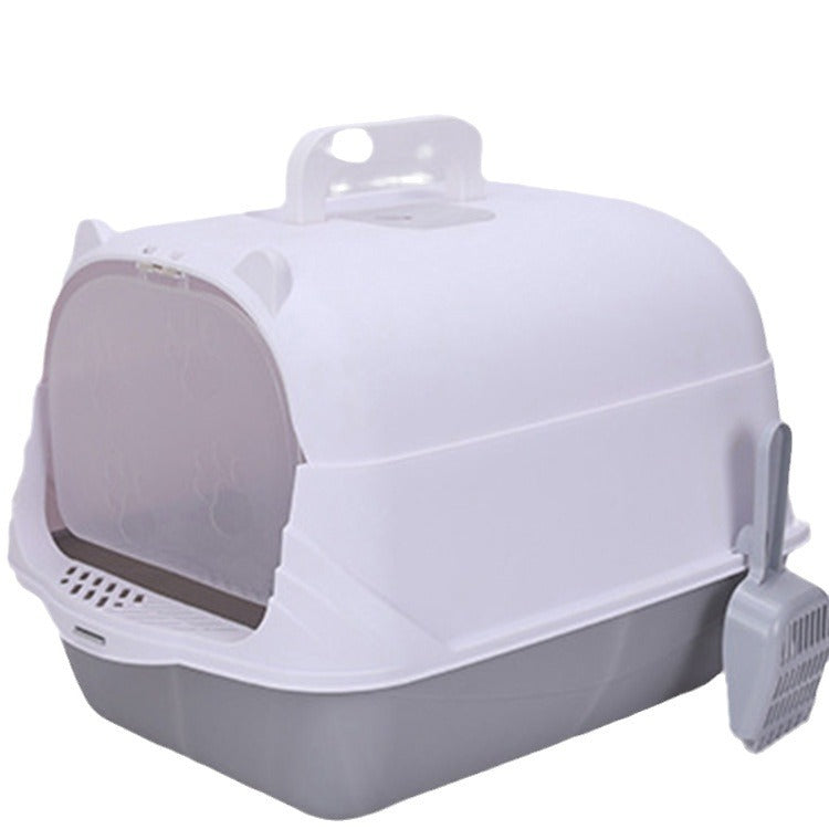 Caja de Arena Semi-Cerrada y Anti-Salpicaduras para Gatos Grandes