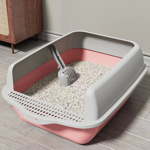 Caja de Arena Semicerrada Grande para Gatos con Partes Desmontables