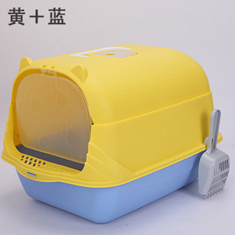 Caja de Arena Semi-Cerrada y Anti-Salpicaduras para Gatos Grandes