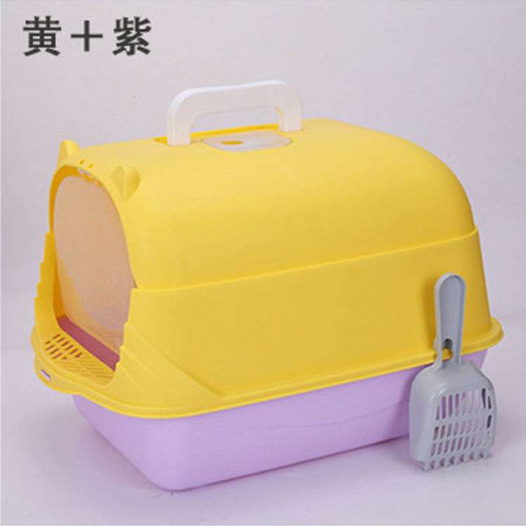 Caja de Arena Semi-Cerrada y Anti-Salpicaduras para Gatos Grandes