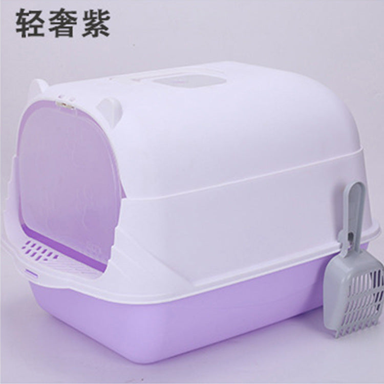 Caja de Arena Semi-Cerrada y Anti-Salpicaduras para Gatos Grandes