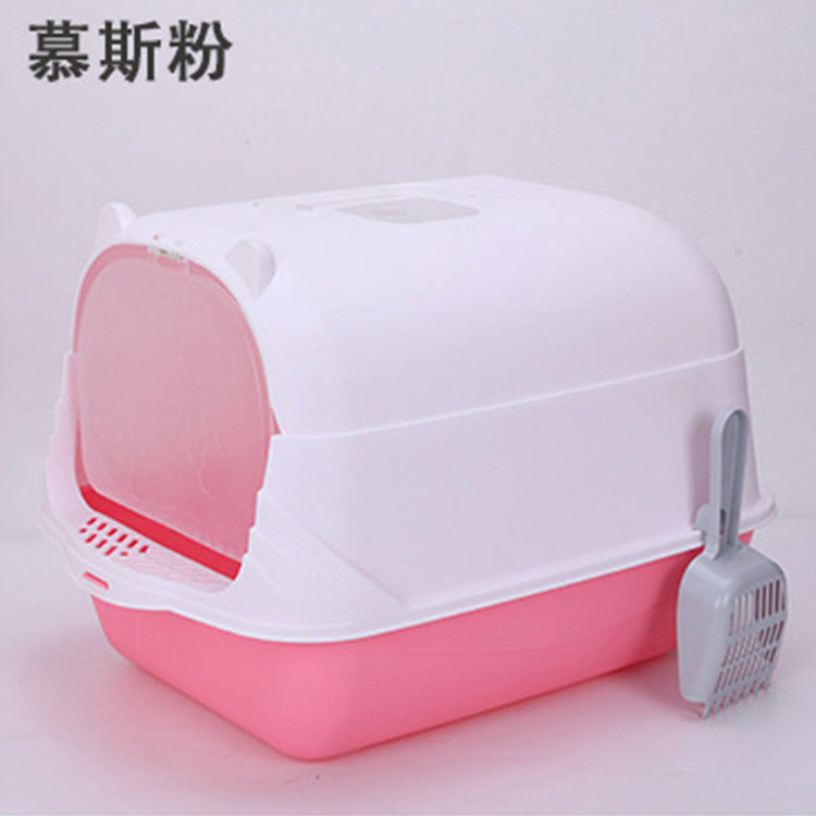 Caja de Arena Semi-Cerrada y Anti-Salpicaduras para Gatos Grandes