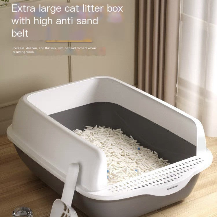 Caja de Arena Semicerrada Grande para Gatos con Partes Desmontables