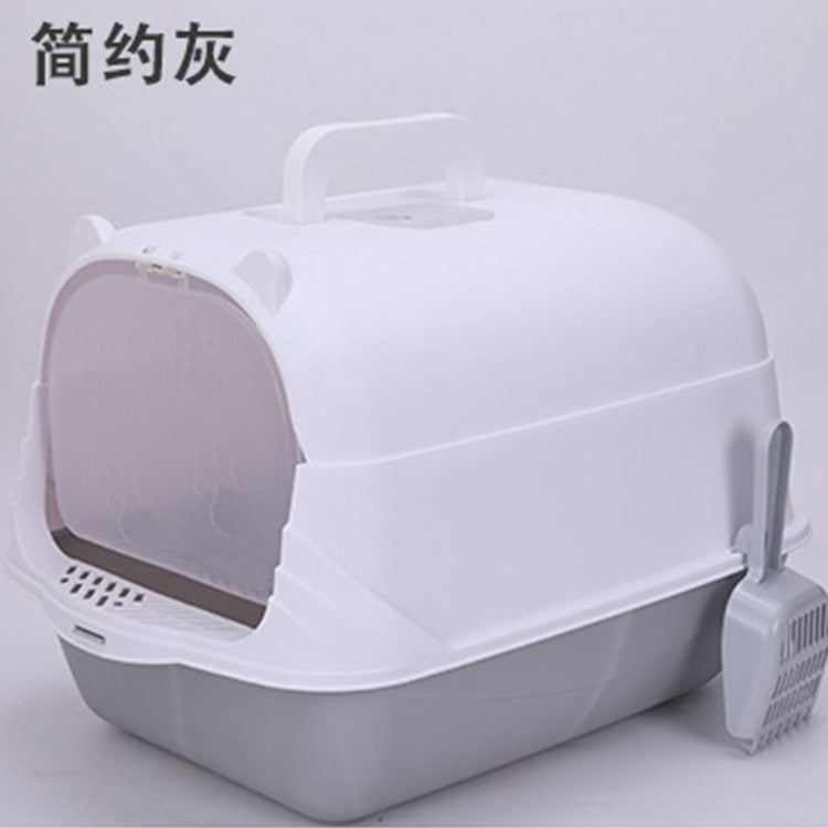 Caja de Arena Semi-Cerrada y Anti-Salpicaduras para Gatos Grandes