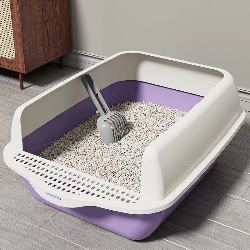 Caja de Arena Semicerrada Grande para Gatos con Partes Desmontables