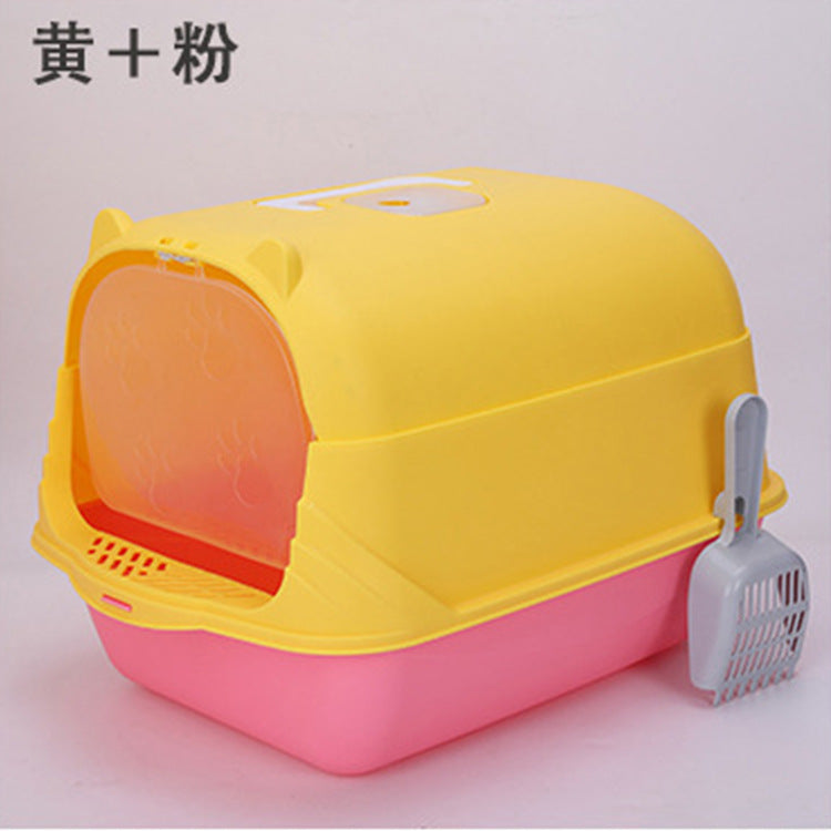Caja de Arena Semi-Cerrada y Anti-Salpicaduras para Gatos Grandes