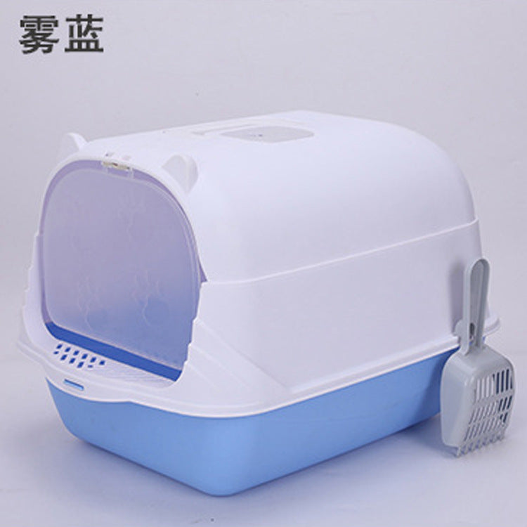 Caja de Arena Semi-Cerrada y Anti-Salpicaduras para Gatos Grandes