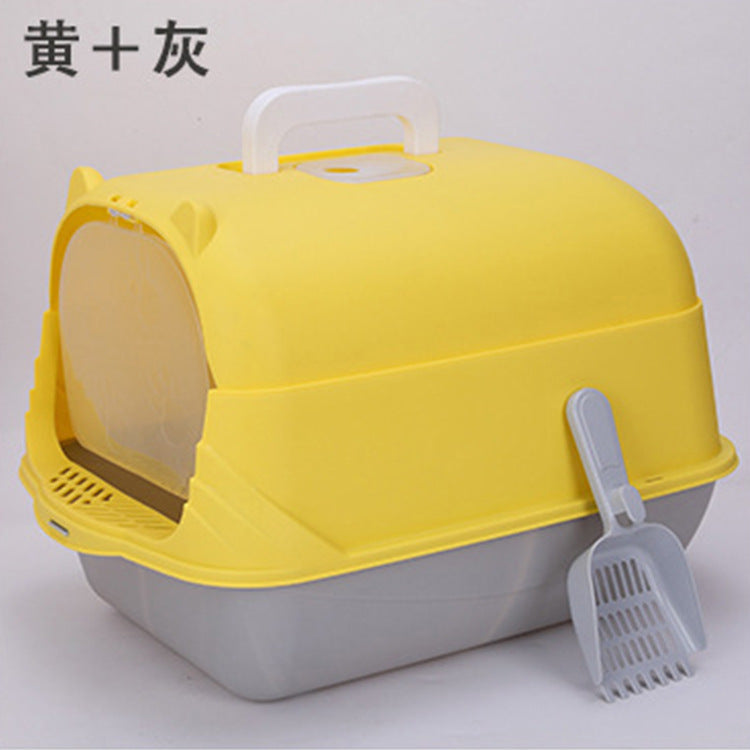 Caja de Arena Semi-Cerrada y Anti-Salpicaduras para Gatos Grandes