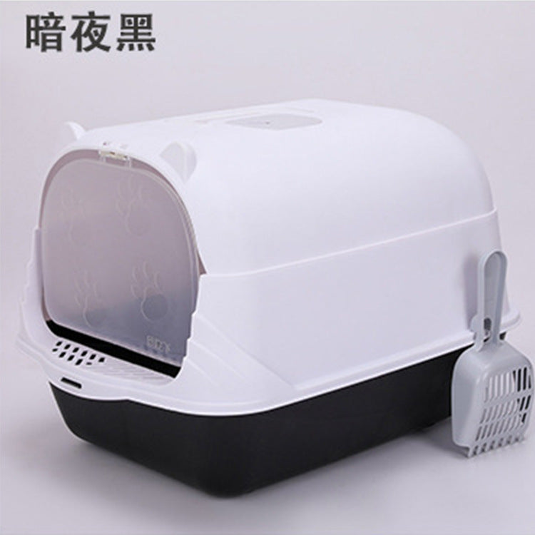 Caja de Arena Semi-Cerrada y Anti-Salpicaduras para Gatos Grandes