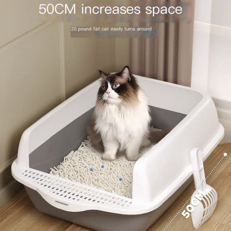 Caja de Arena Semicerrada Grande para Gatos con Partes Desmontables